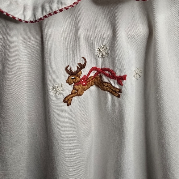 Sweet Dreams Classic Reindeer Embroidered Cotton Sleep Dress for Girls size 5 - Picture 3 of 5